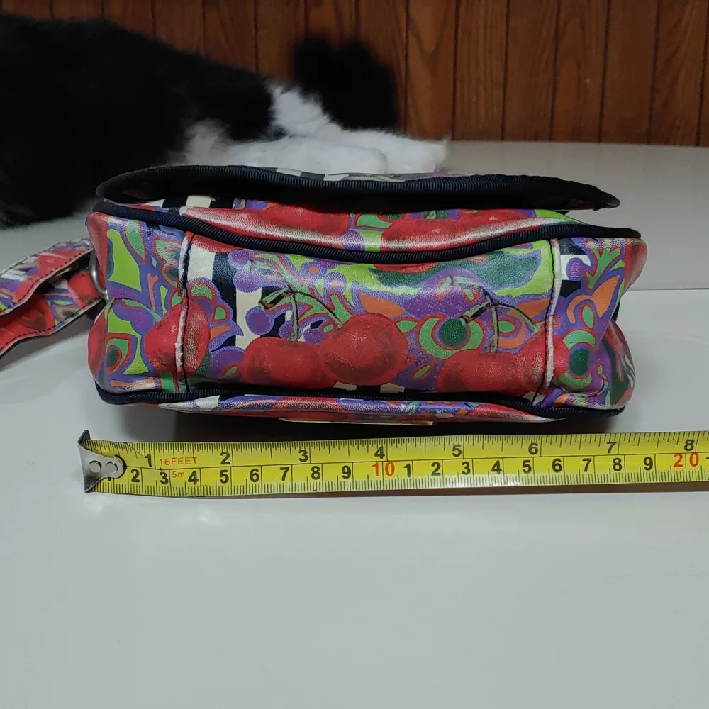Betsey Johnson Cherries and Stripes  Crossbody Saddle Bag - Picture 10 of 17